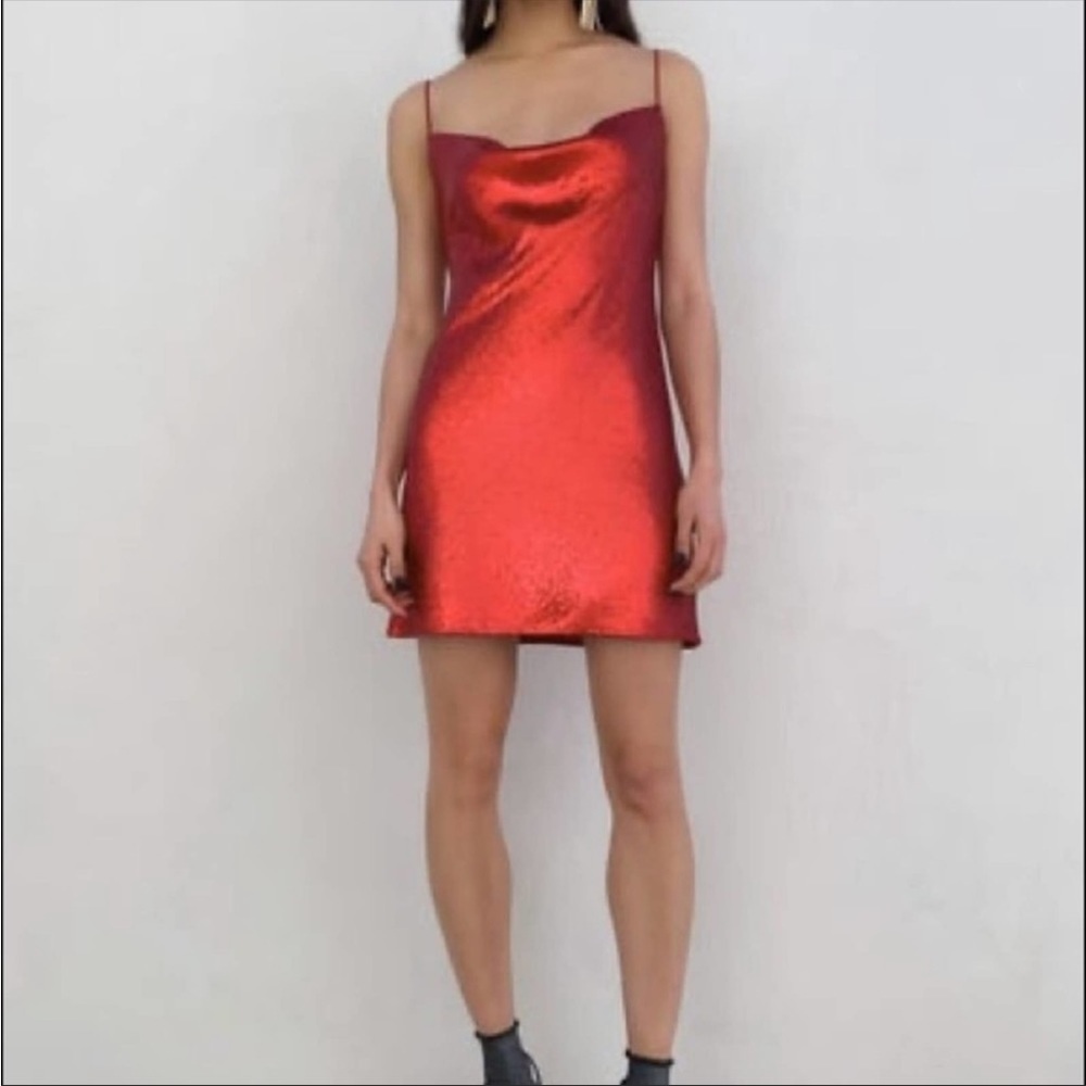Red Zara Sequin Embellished Sleeveless Mini Dress Blogger Fav